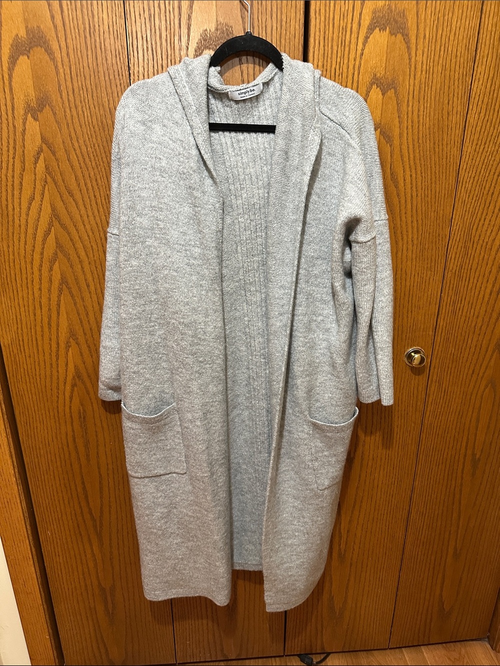 Simply Be Light Gray Hooded Open-Front Cardigan